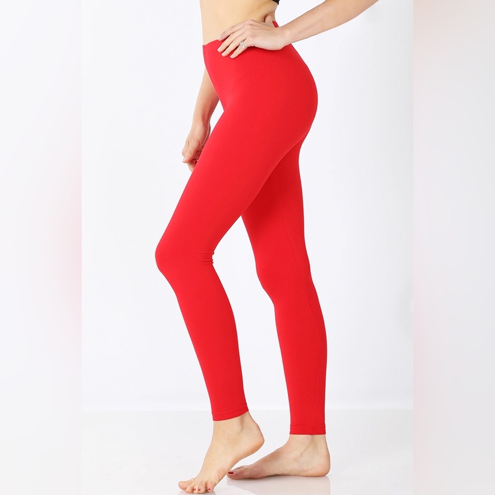 Red Premium Microfiber Full Length Leggings